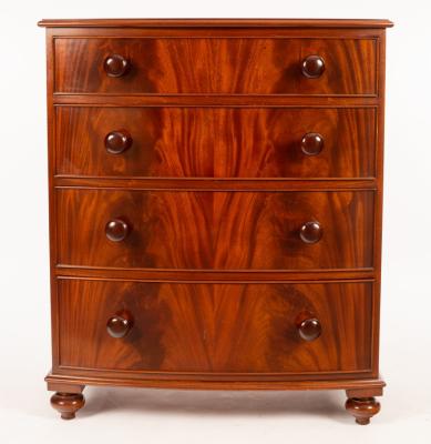 Appraisal: A mahogany bowfront chest of four long drawers cm wide