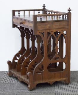 Appraisal: Neo Stained walnut with spoolwork arches one drawer and a