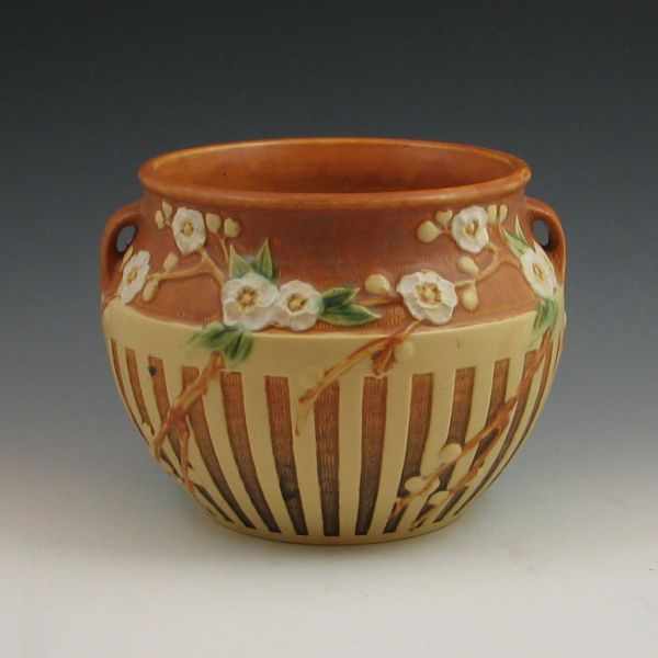 Appraisal: Roseville Cherry Blossom - '' jardiniere in brown Unmarked Mint