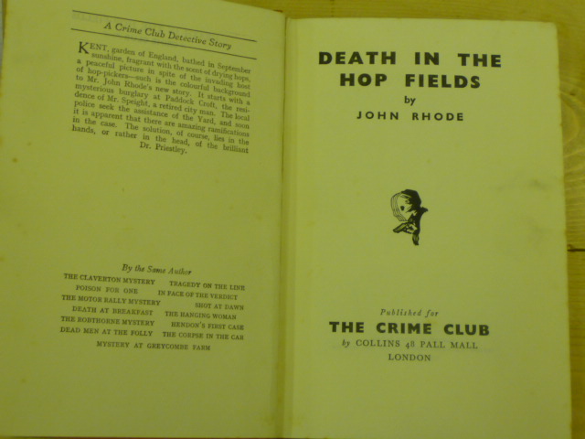 Appraisal: INSCRIBED BY JOHN RHODE Death in the Hop Fields Collins