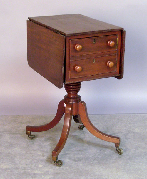 Appraisal: Regency mahogany two drawer work stand early th c h