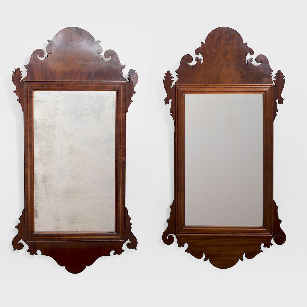 Appraisal: Two Similar Chippendale Style Mahogany Mirrors x in Property from