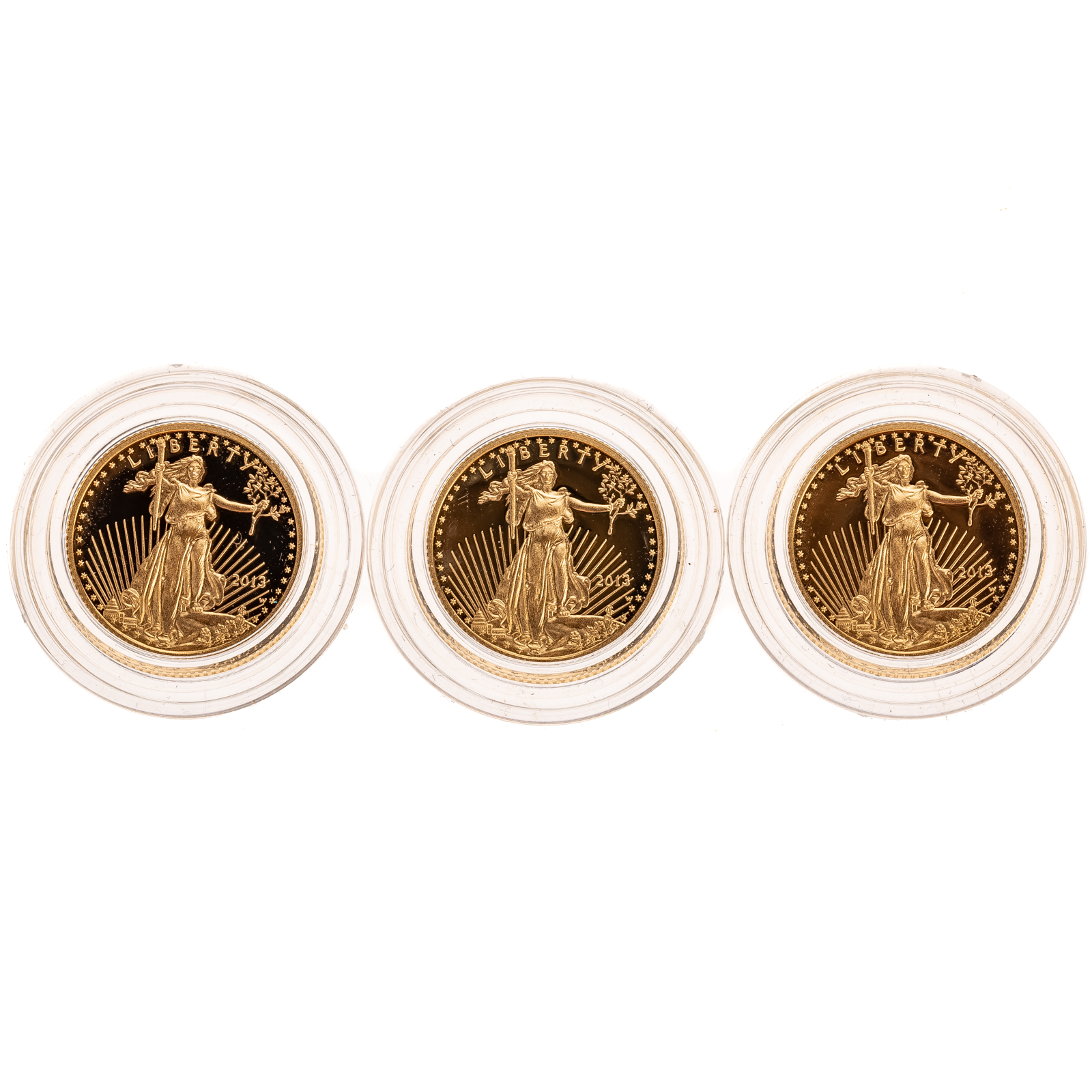 Appraisal: THREE TH OZ GOLD PROOF AMERICAN EAGLES In the original