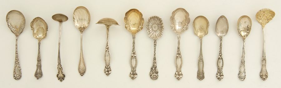 Appraisal: TWELVE STERLING SILVER SERVING PIECES By various makers Includes a