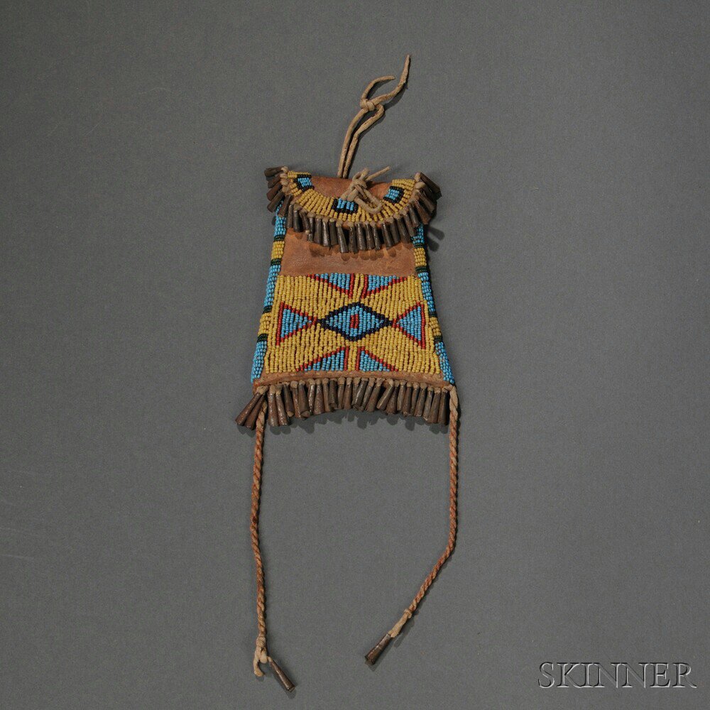 Appraisal: Arapaho Beaded Commercial Leather Strike-a-Light Pouch c last quarter th