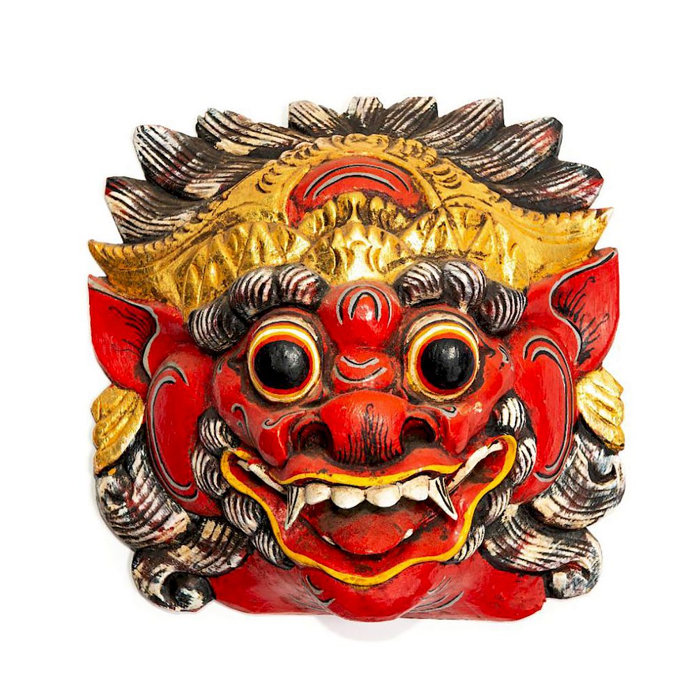 Appraisal: BALINESE ALLEGORICAL RAKSHASA BHOMA TRIBAL WALL MASK Hand made decorated