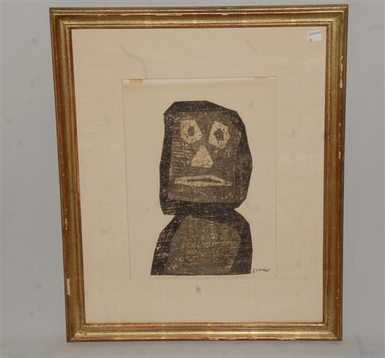 Appraisal: JEAN DUBUFFET - Colored lithograph A Figural Study Signed and