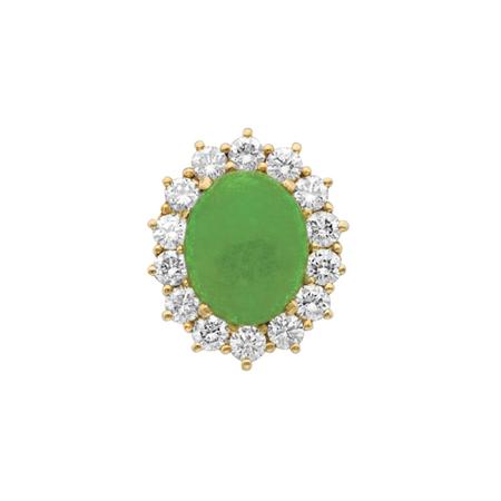 Appraisal: Gold Green Stone and Diamond Ring Estimate -