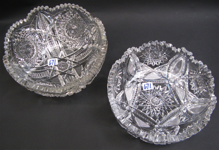 Appraisal: TWO AMERICAN BRILLIANT CUT CRYSTAL BOWLS each elaborately cut in