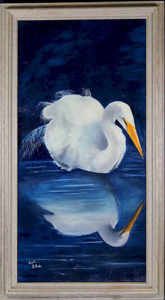 Appraisal: Florida School Signed th C Painting of Egret Florida School