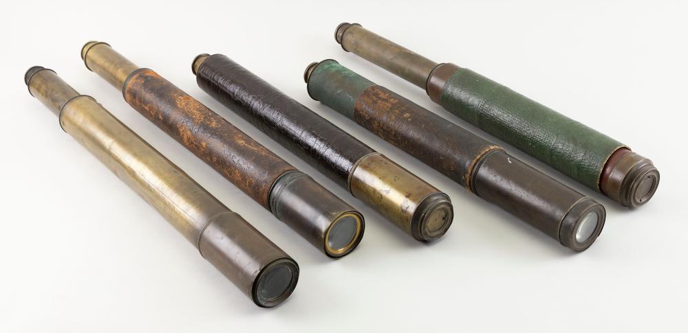 Appraisal: FIVES BRASS TELESCOPES TH CENTURY LENGTHS CLOSED FROM TO FIVES