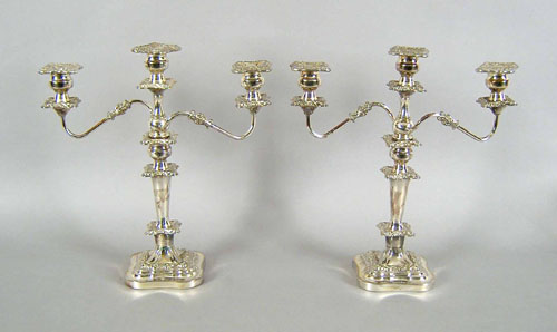 Appraisal: Pair of silver plated candelabra h