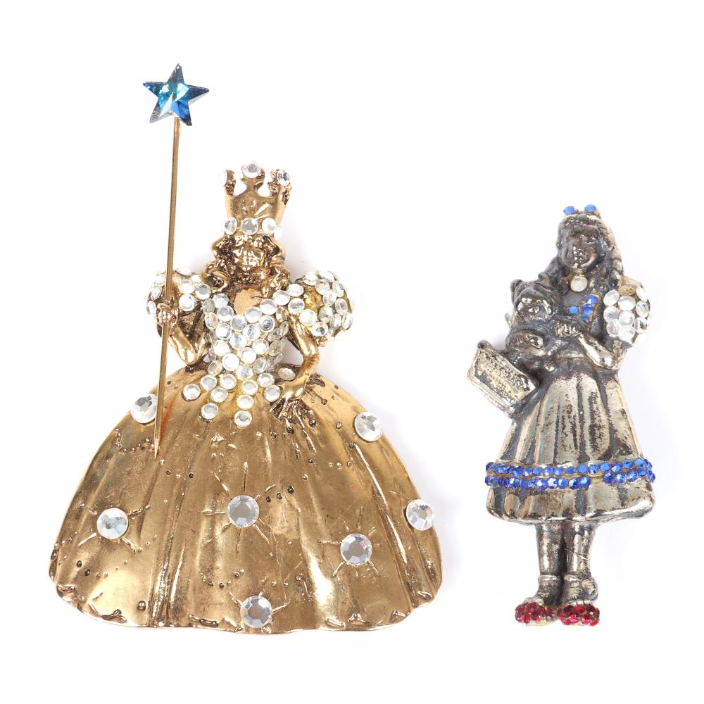 Appraisal: TWO WENDY GELL WIZARD OF OZ PINS GOLD TONE GLINDA