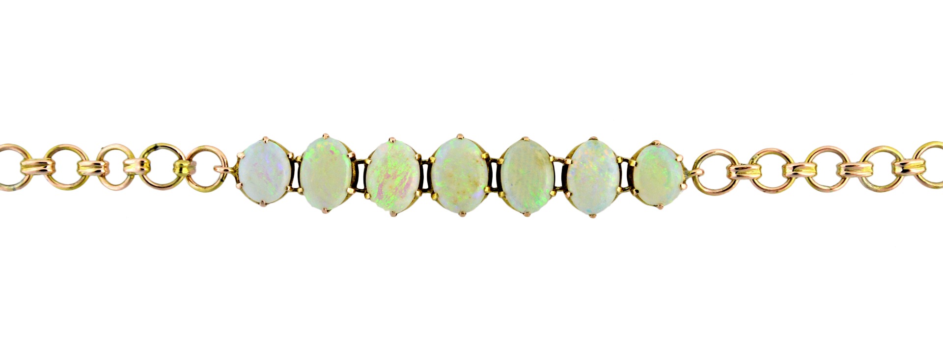 Appraisal: An early th century gold and opal seven stone bracelet