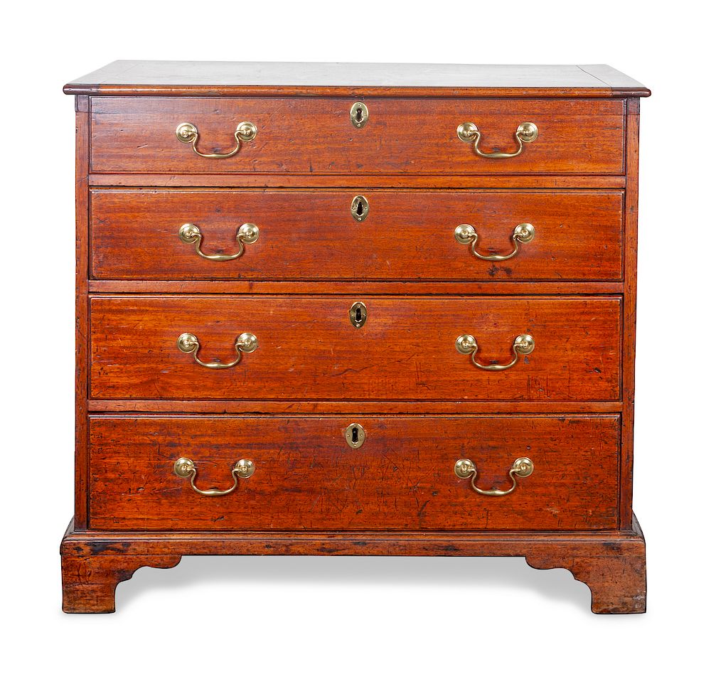 Appraisal: A George III Chippendale Style Mahogany Campaign Chest Height x