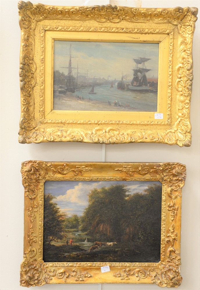 Appraisal: Two framed paintings to include Bucolic oil on board landscape