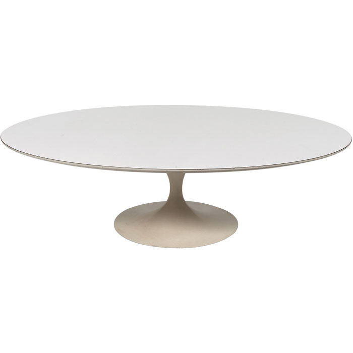 Appraisal: Eero Saarinen coffee table by Knoll Associates oval white laminate