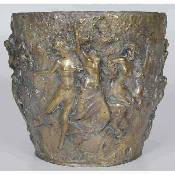 Appraisal: Italian Bronze Planter Italian A bronze planter decorated with frolicking