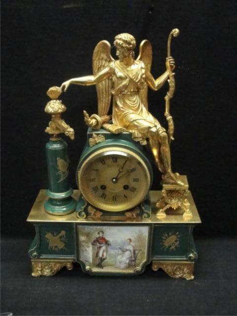 Appraisal: French Empire Porcelain and Figural Clock Very decorative From a