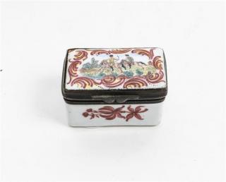 Appraisal: A Limoges Enameled Pill Box th century decorated with figures