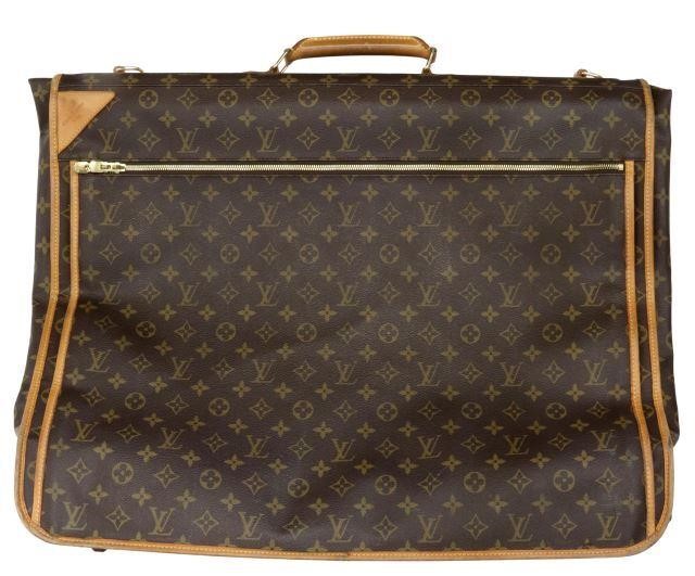 Appraisal: Louis Vuitton travel garment bag in brown and tan monogram