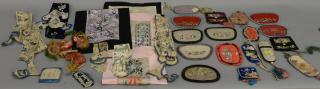 Appraisal: Box lot with Oriental embroidered silk fabric robe and Kesi