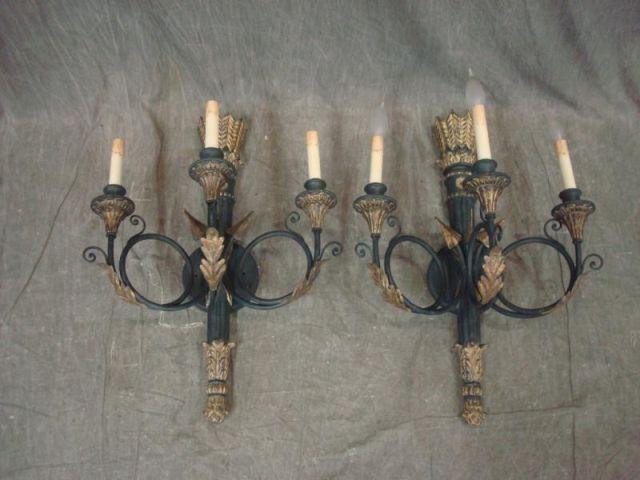 Appraisal: Pair of Arm Sconces From a Bedford home Dimensions x