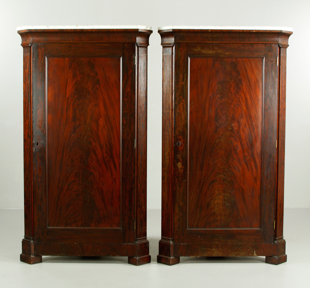 Appraisal: - Pair of French Empire Style th C Corner Cupboards