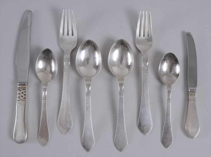 Appraisal: GEORG JENSEN MONOGRAMMED SILVER PART FLATWARE SERVICE IN THE 'CONTINENTAL'