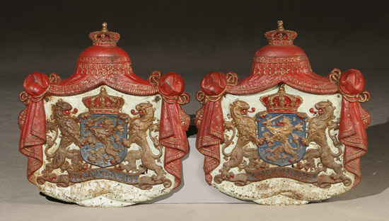 Appraisal: Pair of Dutch Polychrome Decorated Cast Iron Plaques of the