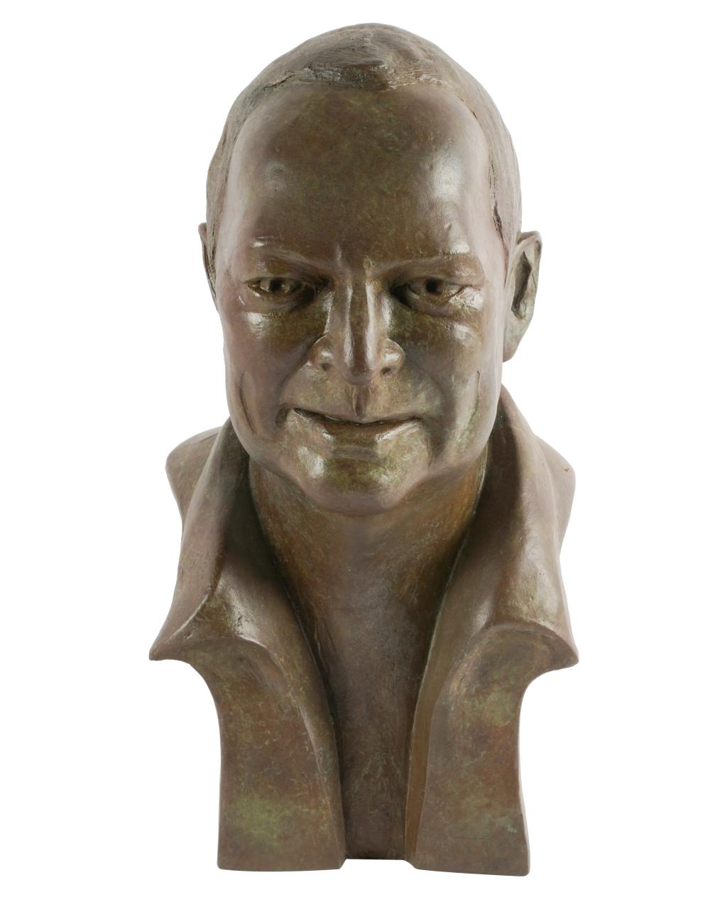 Appraisal: BARBARA BERETICH - BUST OF A MANpatinated bronze signed lower