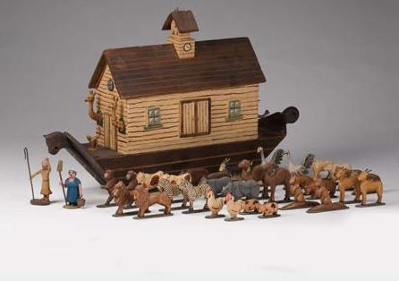 Appraisal: FOLK ART CARVED AND PAINTED NOAH'S ARK RICHARD C ORCUTT