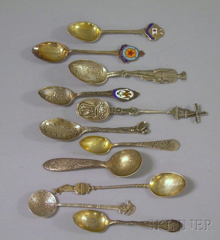 Appraisal: Eleven Sterling Silver and Silver Plate Souvenir Spoons R Wallace