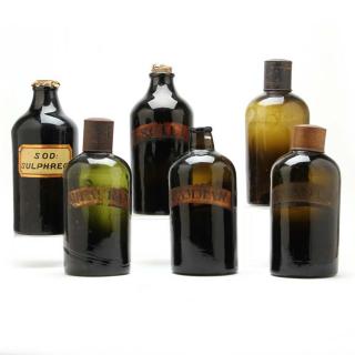 Appraisal: Group of Six Early Apothecary Bottles first half of the