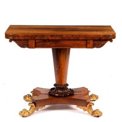 Appraisal: A Regency rosewood card table the rectangular top with rounded