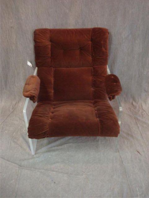 Appraisal: Midcentury Lucite and upholstered armchair Possibly Kagan From a Queens