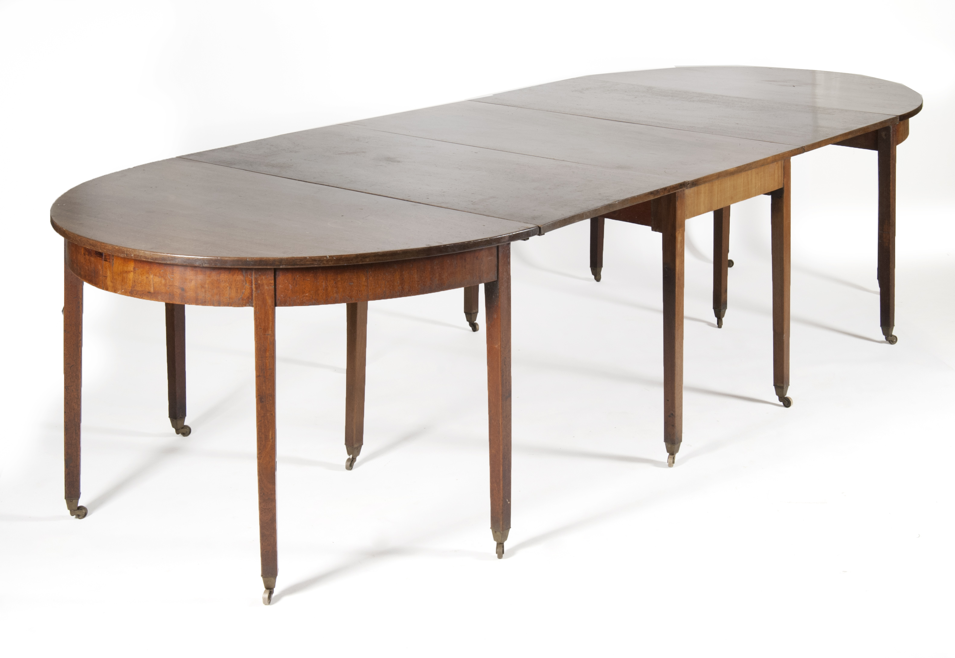 Appraisal: HEPPLEWHITE DINING TABLE th CenturyDrop-leaf central table with conforming D