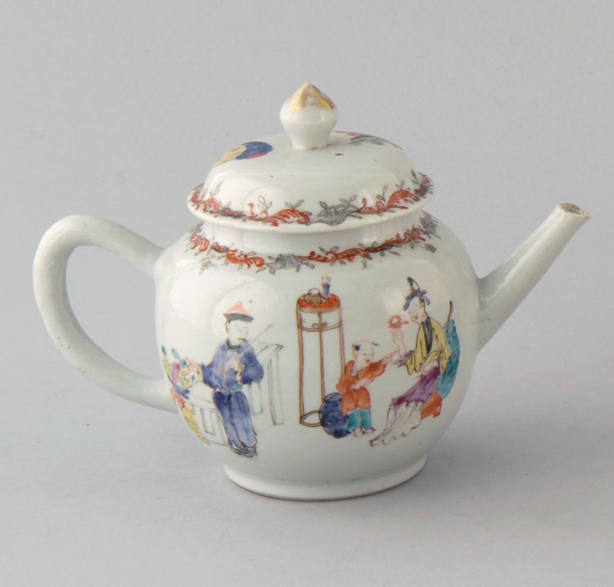 Appraisal: CHINESE EXPORT FAMILLE ROSE PORCELAIN TEAPOT Circa In globular form