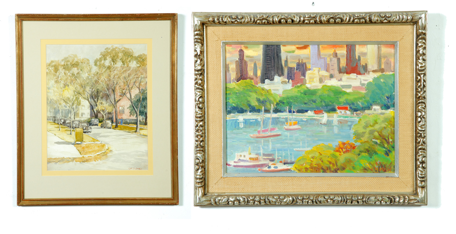 Appraisal: TWO PAINTINGS AMERICAN MID TH CENTURY Watercolor on paper of