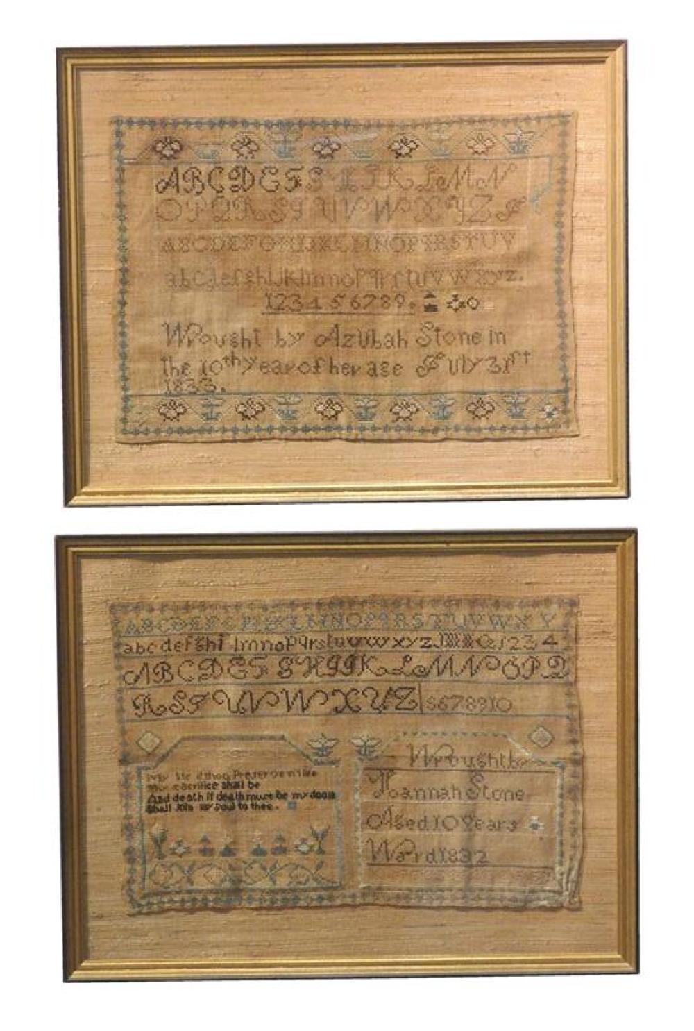 Appraisal: Pair of early th C samplers by Massachusetts sisters both