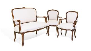 Appraisal: A LOUIS XV STYLE WALNUT SALON SUITE A LOUIS XV