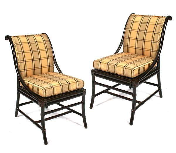 Appraisal: A pair of McGuire rattan side chairs height in width