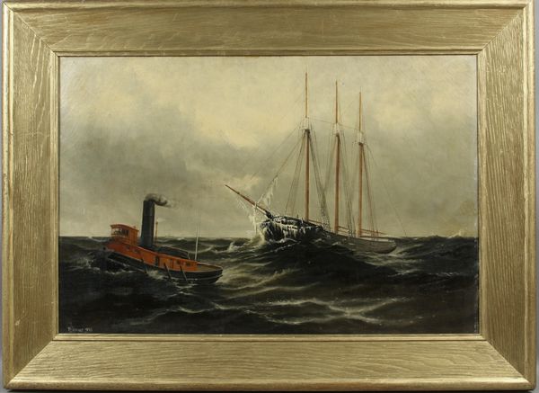 Appraisal: William Henry Plummer American b tug boat and schooner in