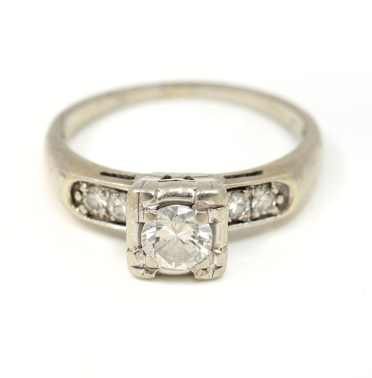 Appraisal: K CTW DIAMOND RING K white gold diamond ring contains