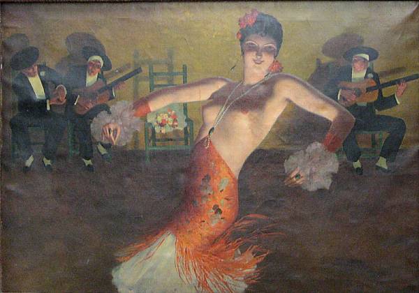 Appraisal: E Arensen Tango dancer signed 'E Arensen' lower right oil