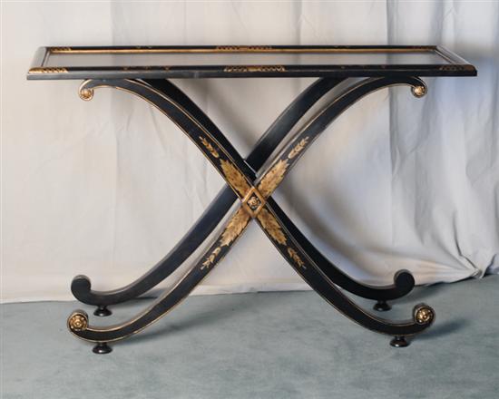 Appraisal: A John Richard Chinoiserie Console Table ebonized with gilt trim