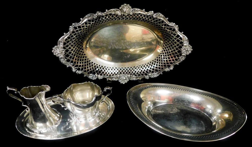 Appraisal: STERLING Five pieces including Gorham sugar creamer and small oval