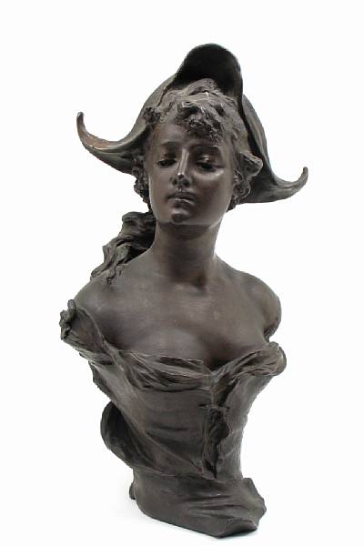 Appraisal: A German patinated bust of a maiden height in length