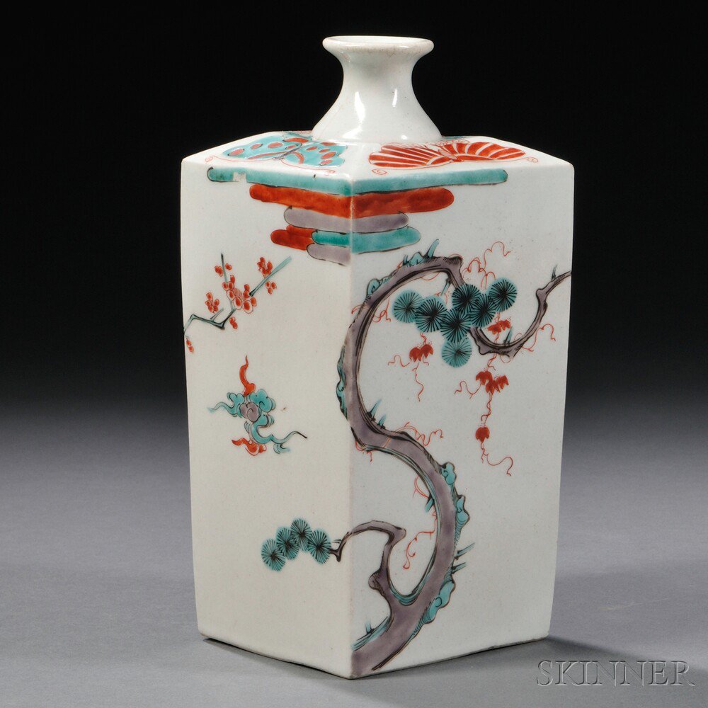 Appraisal: Imari Sake Bottle Japan th century four-sided with square base