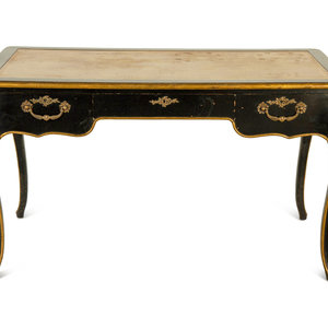 Appraisal: A Louis XV Style Ebonized Bureau Plat th Century Height